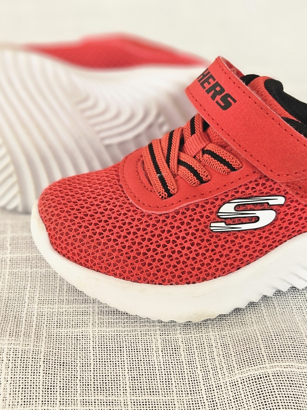 Skechers Kids Red Mesh Slip-On Sneakers - Picture 6 of 8